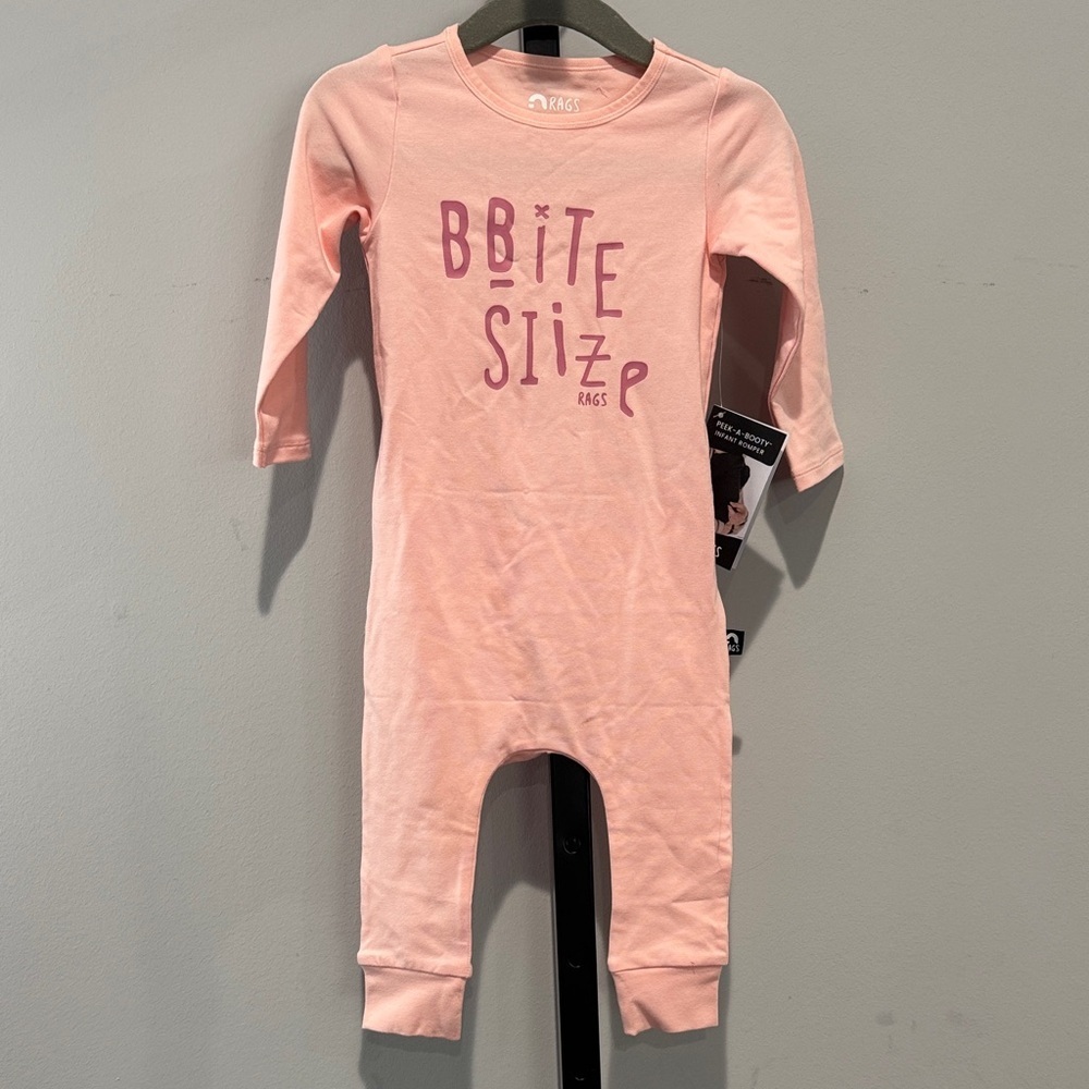 Rags Pink Baby Infant Romper Peek-a-Booty Bite Size 9-12 Months New NWT